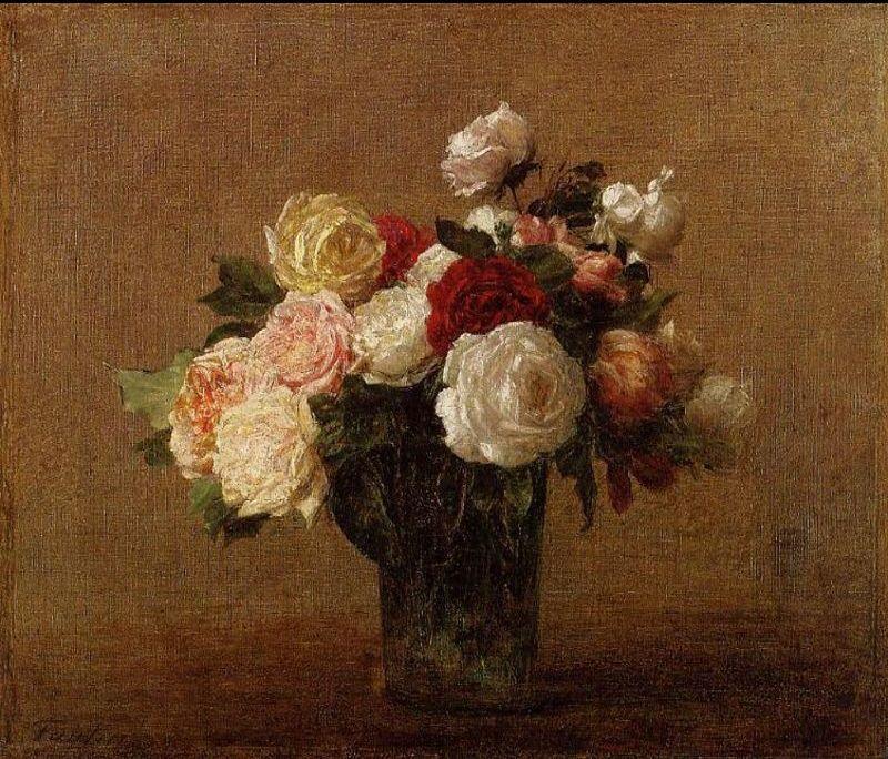 Henri Fantin-Latour Roses in a Glass Vase